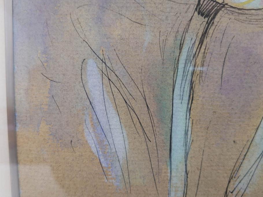 堂本印象　チューリップ咲く　吉田清泉堂　シール付　可憐なチューリップが目を惹く日本画(絵画、額装、箱付き)(R-073832)