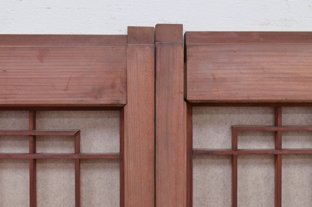 アンティーク建具　組子のデザインがお洒落な障子入り書院戸4枚セット(障子戸、窓、引き戸)(R-072126)