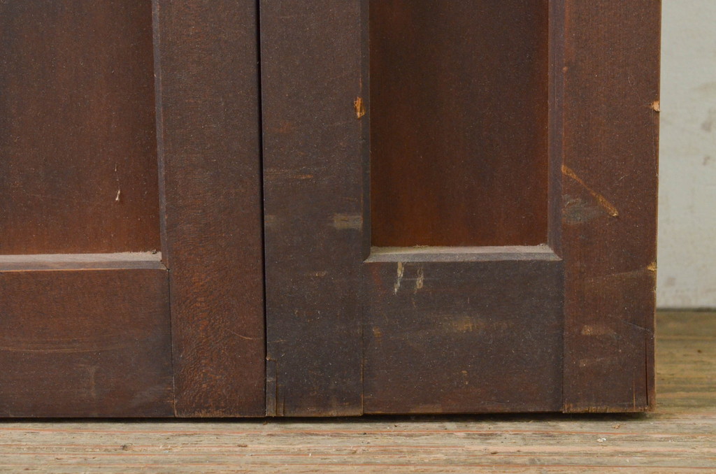 アンティーク建具　時を経た風合いが魅力的なマス目格子の折れ戸1枚(升目格子戸、扉、ドア)(R-071391)