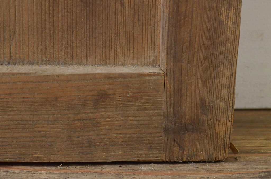 アンティーク建具　裏障子付き　時を経た風合いが味わい深い格子帯戸1枚(格子戸、木製扉)(R-071622)