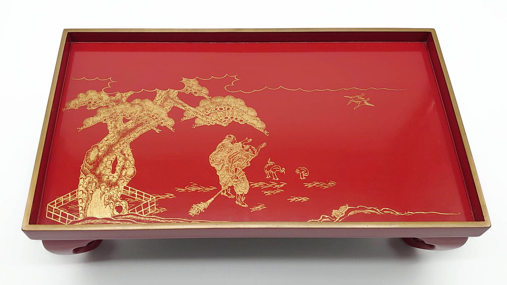 大正〜昭和初期 高砂の図 朱塗木製お膳(漆器)(R-060467) | ラフジュ工房