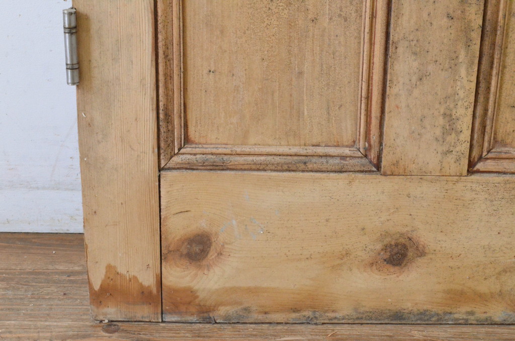 イギリスアンティーク　ペイント仕上げ限定!　希少なエッチングガラス(腐食ガラス)入りのパイン材ドア(玄関ドア、玄関扉、建具、英国)(R-064957)