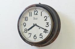 和製アンティーク　ペイント仕上げ限定　Meiji(明治時計社)　見やすい文字盤が魅力のトーマス型掛け時計(柱時計、古時計、振り子時計)(R-072233)