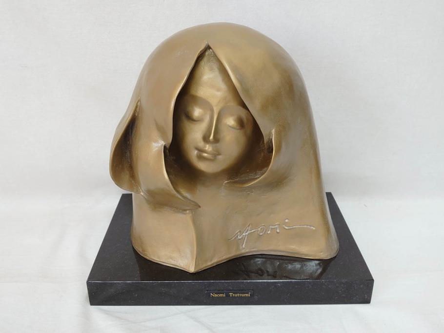 彫刻家　堤直美　「夢」　作品証明書付き　柔らかい表情が素敵なブロンズ像(Naomi Tsutsumi、オブジェ、置物、台座付き)(定価約63万円)(R-073837)