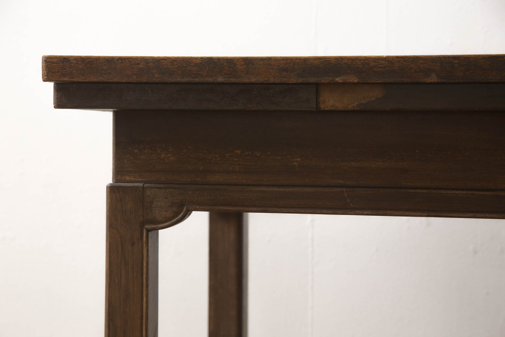 和製アンティーク　大正ロマン　使い込まれた風合いが味わい深いドローリーフテーブル(ダイニングテーブル、エクステンションテーブル、2人掛け、4人掛け、食卓)(R-067453)