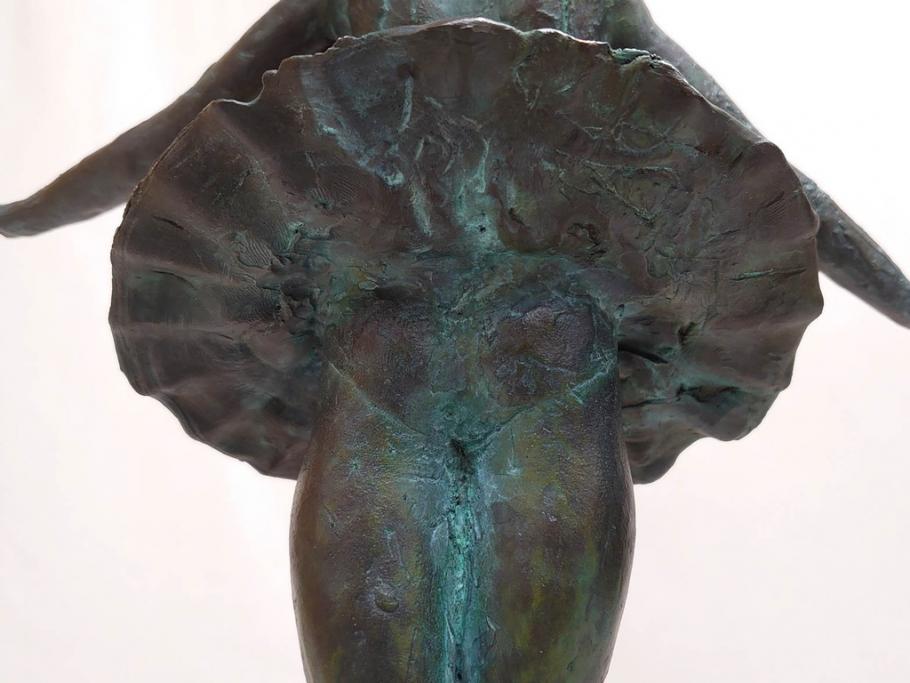 彫刻家　堤直美　「緑のリズム」　作品証明書付き　優美な雰囲気を醸し出すブロンズ像(バレリーナ、バレエ、少女、踊る人、Naomi Tsutsumi、オブジェ、置物)(定価約38万円)(R-073840)