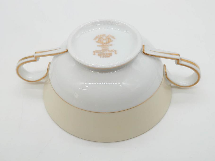 オールドノリタケ　NORITAKE　金彩　繊細なデザインがエレガントな雰囲気を醸し出すスープカップ&ソーサー3客セット(花、フラワー、C&S、洋食器)(R-074114)