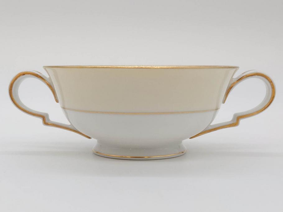 オールドノリタケ　NORITAKE　金彩　繊細なデザインがエレガントな雰囲気を醸し出すスープカップ&ソーサー3客セット(花、フラワー、C&S、洋食器)(R-074116)