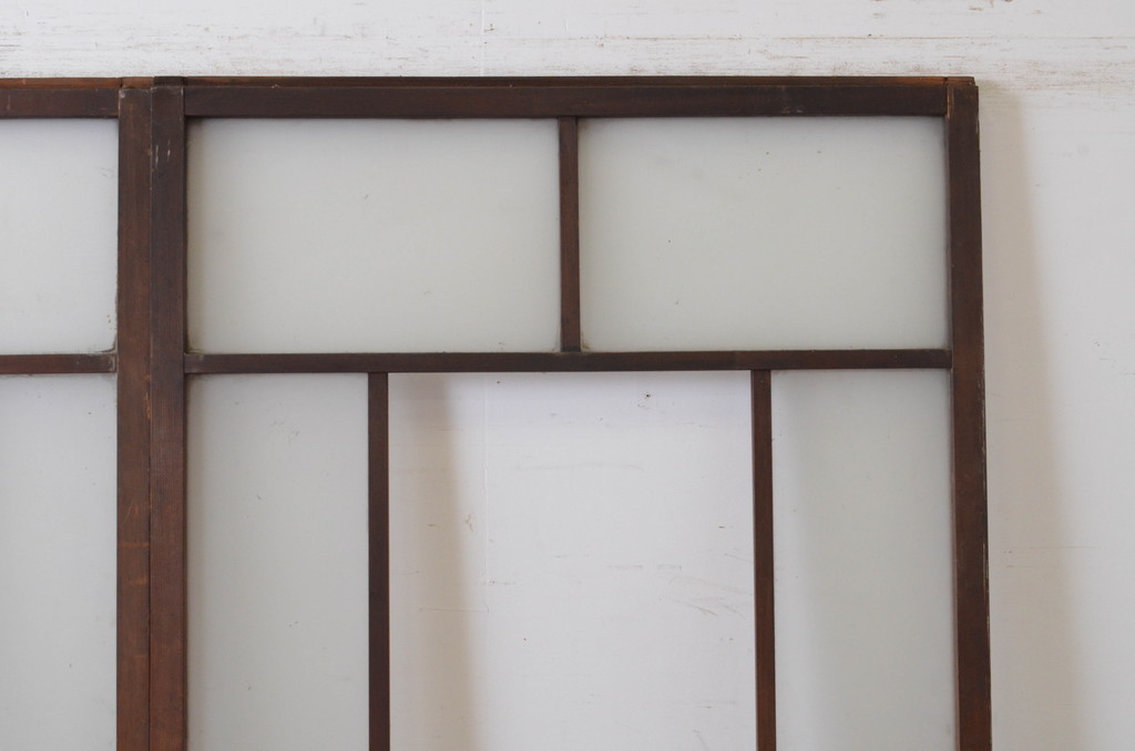 アンティーク建具　存在感のあるデザインの大正ロマンガラス戸2枚セット(引き戸、建具)(R-064633)