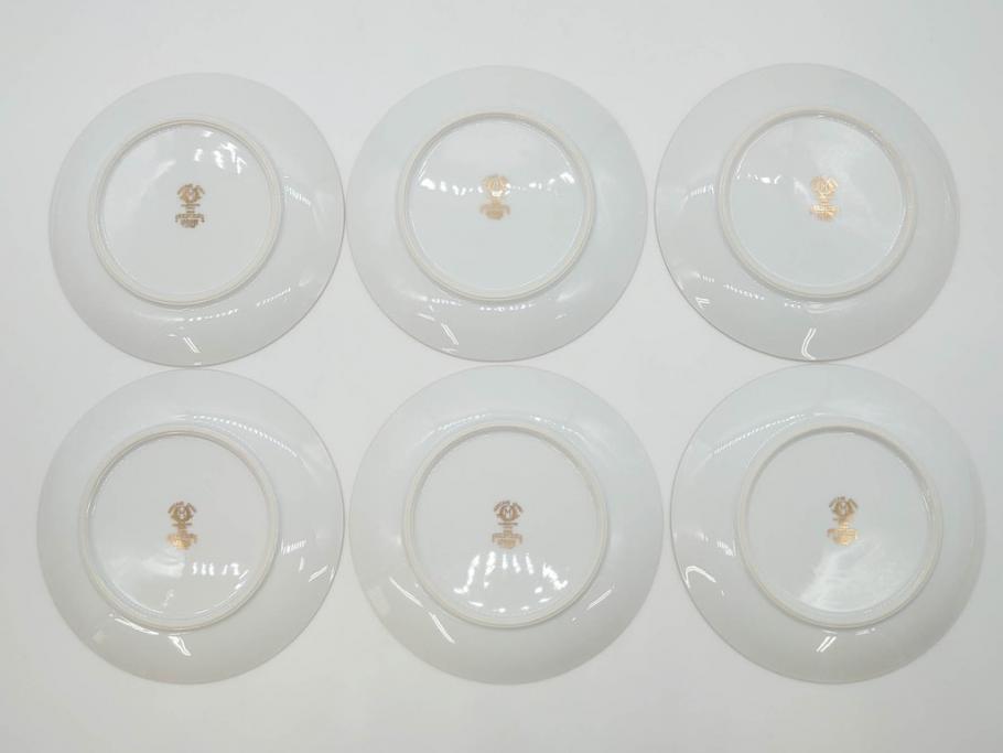 オールドノリタケ　NORITAKE　金彩　繊細なデザインが煌びやかな印象を与えるプレート6枚セット(花、フラワー、皿、洋食器)(R-074122)