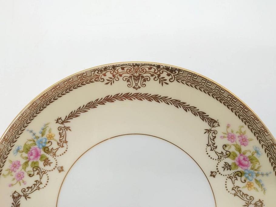 オールドノリタケ　NORITAKE　金彩　繊細なデザインが煌びやかな印象を与えるプレート6枚セット(花、フラワー、皿、洋食器)(R-074122)