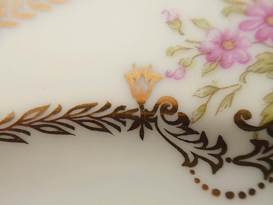 オールドノリタケ　NORITAKE　金彩　洗練されたフォルムが優雅な雰囲気を醸し出すプレート6枚セット(花、フラワー、皿、洋食器)(R-074124)