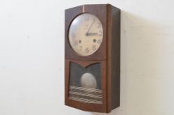 アンティーク時計　アメリカ　THE E. INGRAHAM(イングラハム)　BRISTOL.CONN　歴史を刻んだ風合いが趣溢れる四つ丸本だるま時計(本ダルマ時計、掛け時計、柱時計、古時計、振り子時計)(R-072088)