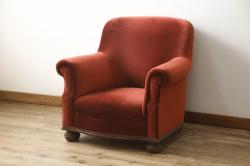 イギリスアンティーク　マホガニー材　クラシカルなデザインがかわいらしいアームチェア(椅子、ダイニングチェア)(R-052365)