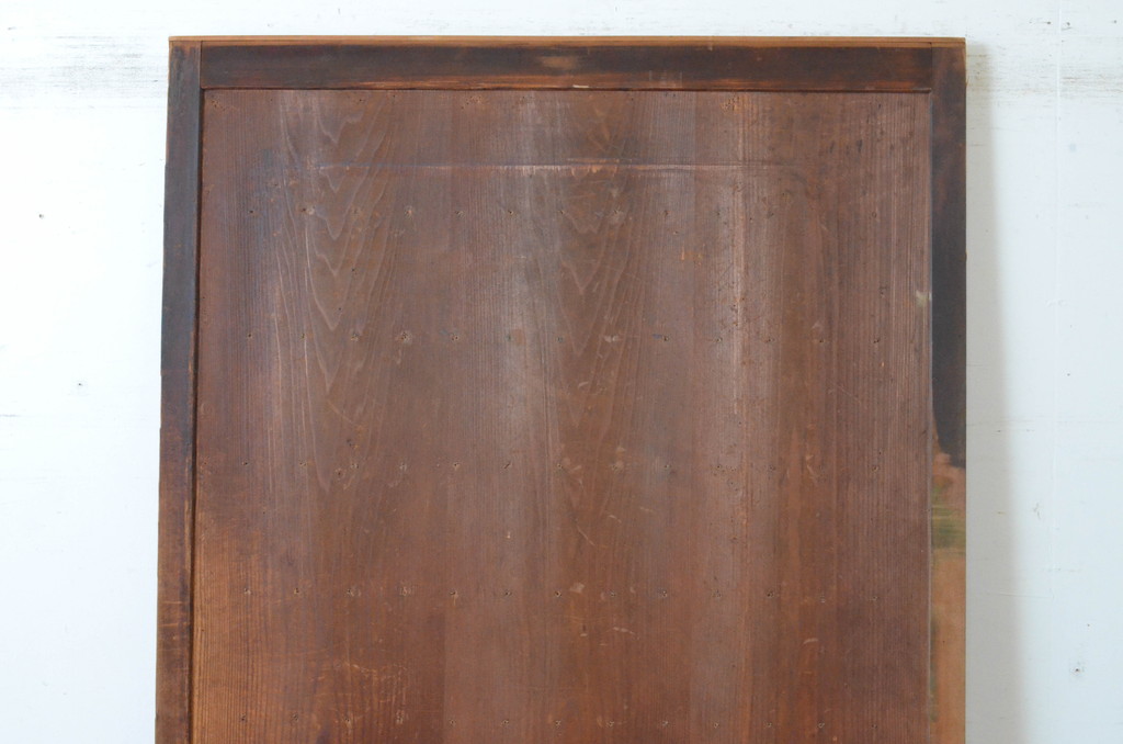 アンティーク建具　昭和初期　古い木味の舞良戸1枚(まいらど、横桟板戸、引き戸)(R-065256)