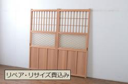 アンティーク建具　和の雰囲気溢れる格子扉1枚(木製扉、ドア、格子戸)(R-069165)