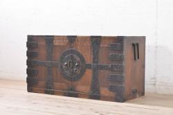 北欧ヴィンテージ家具　当店ペイント　チーク材　ナチュラルなカラーのトロリーワゴン(キッチンワゴン、サイドテーブル、ビンテージ)(R-046353)