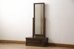 中古　松本民芸家具　直線的でシンプルなデザインが美しい鏡台(ドレッサー)(R-052648)