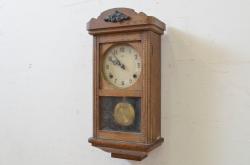 和製アンティーク　ペイント仕上げ限定　TRADE MARK(トレードマーク)　木の温もりを感じる掛け時計(柱時計、古時計、振り子時計)(R-072260)
