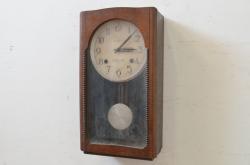 和製アンティーク　EIKEISHA(栄計舎) 　14DAY　TRADE(AK)MARK(トレードマーク)　昭和レトロ　シンプルなデザインが素敵な掛け時計(柱時計、古時計)(R-072267)