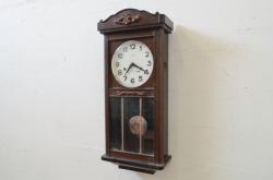 和製アンティーク　堀田時計店　TRADE MARK(トレードマーク)　N.H.T　CROWNFAN(クラウンファン)　30DAY　レリーフとクラシカルなデザインが魅力の掛け時計(柱時計、古時計、振り子時計)(R-072402)