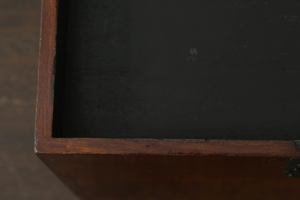 和製アンティーク　美品　欅(ケヤキ)材と栗材　経年によって増した味わいが魅力的な漆塗りの硯箱(掛硯、掛け硯、小引き出し、筆箱、小物収納、印箱)(R-068978)