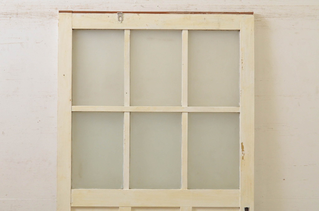 アンティーク建具　ペイント仕上げ限定　レトロな空間づくりにおすすめなガラス戸1枚(引き戸)(R-071923)