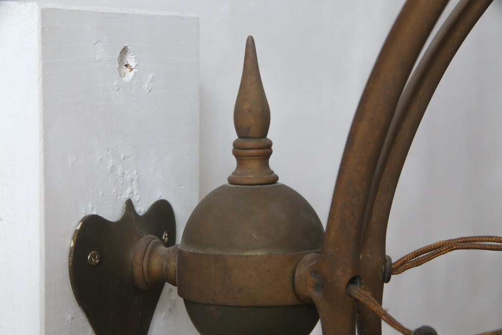 イギリスアンティーク　希少デザイン　真鍮製　マーブル模様ガラスのウォールランプ(壁掛け照明、壁付け照明、英国)(R-072665)