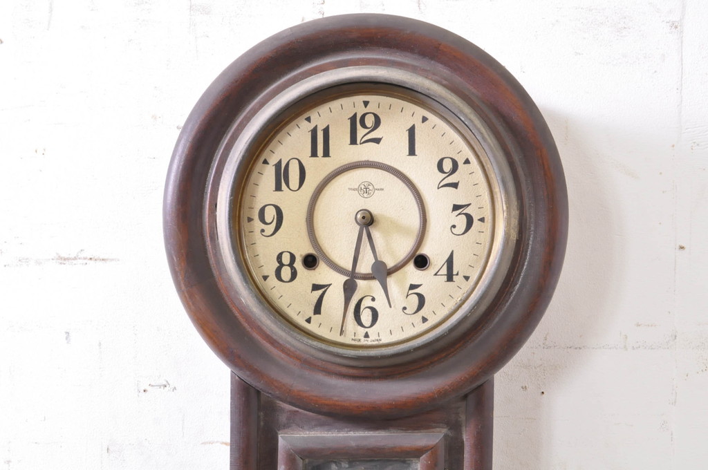 和製アンティーク　TRADE(T)MARK(トレードマーク)　大正ロマンの雰囲気漂う掛け時計(柱時計、古時計、振り子時計)(R-072431)