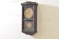 和製アンティーク　Meiji(明治時計社)　昭和レトロな雰囲気溢れる掛け時計(柱時計、古時計、振り子時計)(R-072426)