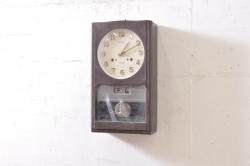 和製アンティーク　愛知時計電機(アイチ、AICHI)　AC TRADE MARK(トレードマーク)　シルバーデザインの文字盤が素敵な掛け時計(柱時計、古時計、振り子時計)(R-072451)
