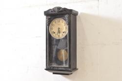 和製アンティーク　精工舎(SEIKOSHA、セイコー)　14DAY　TRADE(S)MARK　彫刻の意匠が素敵な掛け時計(柱時計、古時計、振り子時計)(R-072424)
