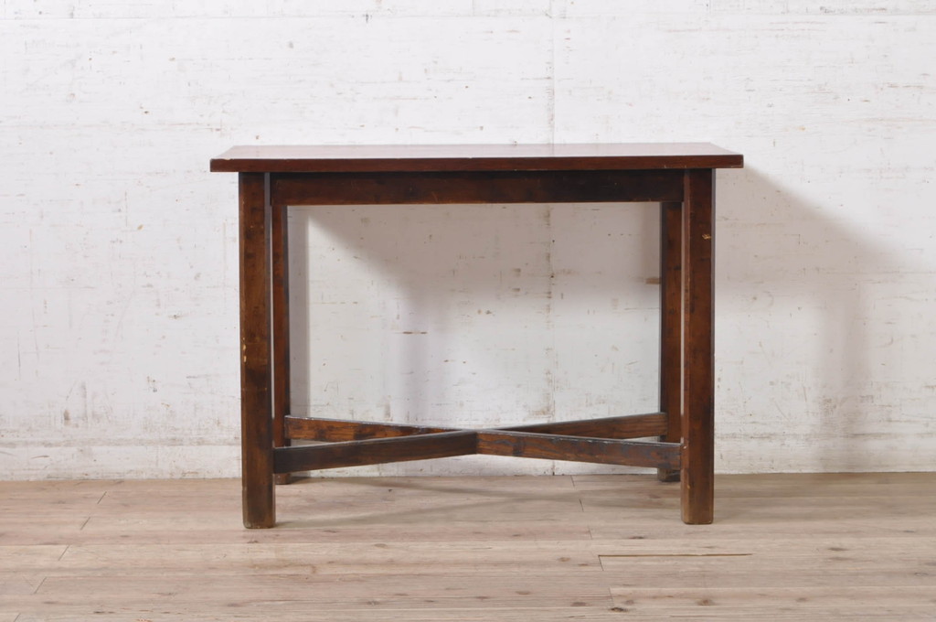 和製ビンテージ　ナラ材　シンプルなデザインと程よいサイズが使いやすいサイドテーブル(コーヒーテーブル、エンドテーブル、ヴィンテージ)(R-072685)
