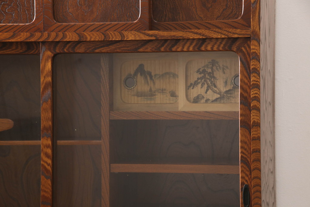 中古　岩谷堂箪笥　上質な和の空間づくりにおすすめな茶箪笥(違い棚、飾り棚、収納棚、戸棚、食器棚、キャビネット)(R-066320)
