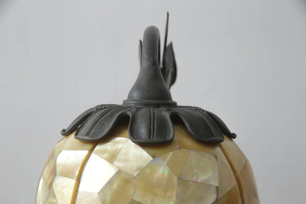 ヴィンテージ照明　イギリス　MAITLAND SMITH(メートランドスミス)　真鍮　大理石で作られたベースと温かみのある色合いが魅力のフラワーデスクライト(デスクランプ、テーブルランプ、テーブルスタンド、卓上照明、ビンテージ、英国)(定価約24万円)(R-073095)