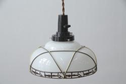 フランスビンテージ　噴水装飾付き　真鍮のフレームがシックなケージ型4灯シャンデリア(天井照明)