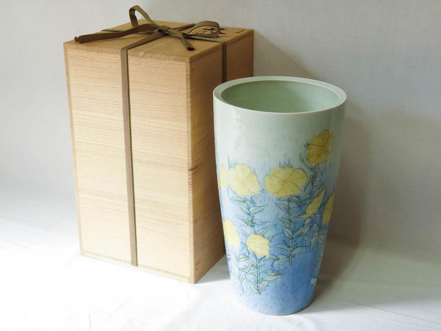 三浦シュレイ 月見草 繊細な絵柄と美しい色彩に魅了される花瓶(朱鈴 