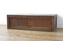 和製アンティーク　大正ロマン　タモ材　懐かしい雰囲気が魅力的な収納棚サイドボード(サイドキャビネット、戸棚、飾り棚、本棚)(R-069179)