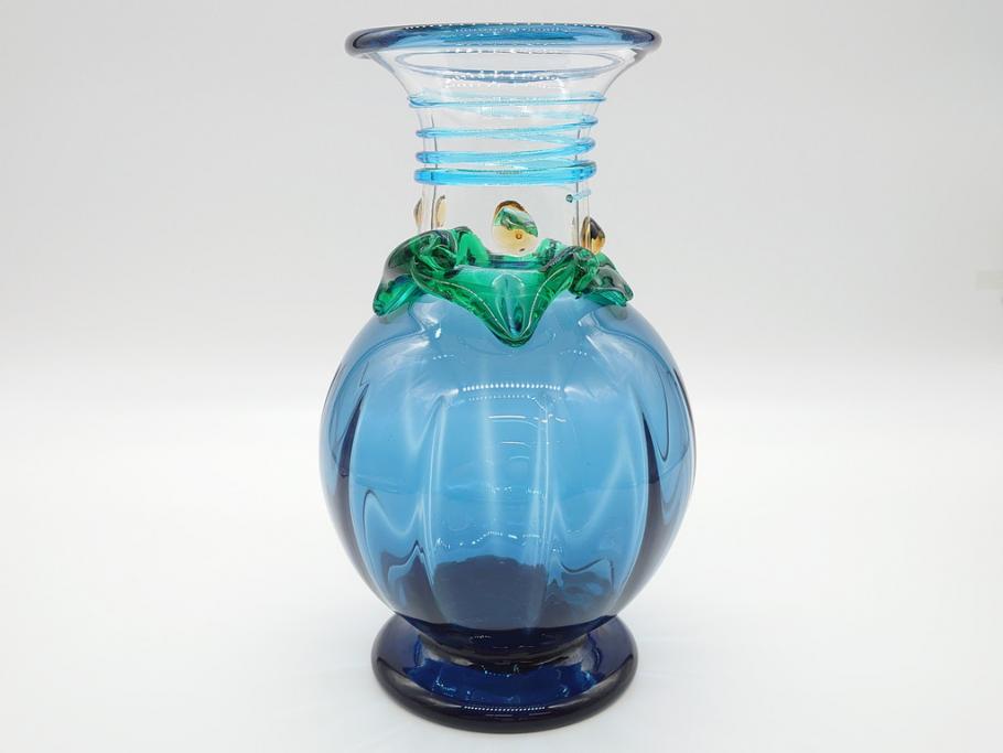 【'60s ヴェネチアンガラス】薔薇色のガラス鉢 エナメル彩 イタリア ムラーノヴェネチアングラス