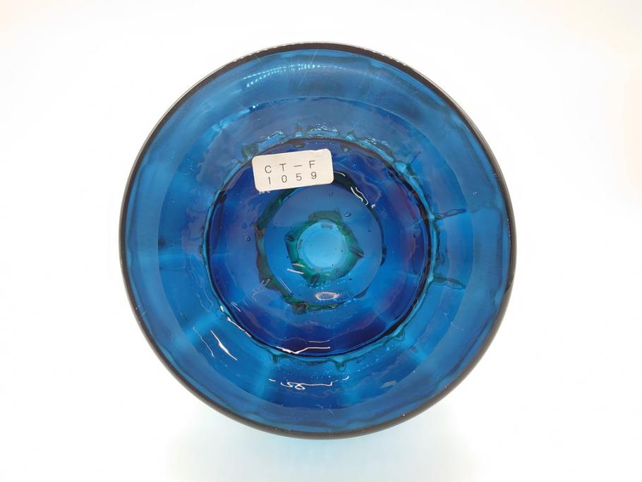 イタリア　ベネチアンガラス　 ビビットな色合いが魅力の花瓶(サイン有、作家物、ヴェネチアングラス、フラワーベース)(R-060586)