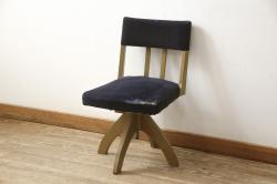和製アンティーク　昭和中期　昇降式　古い木製の回転椅子(回転チェア、ドクターチェア、イス)(R-059797)