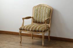 ビンテージ　希少デザイン!　豹柄のファブリックがおしゃれなアームチェア(肘掛け椅子、イス、サロンチェア、ヴィンテージ)(R-056606)