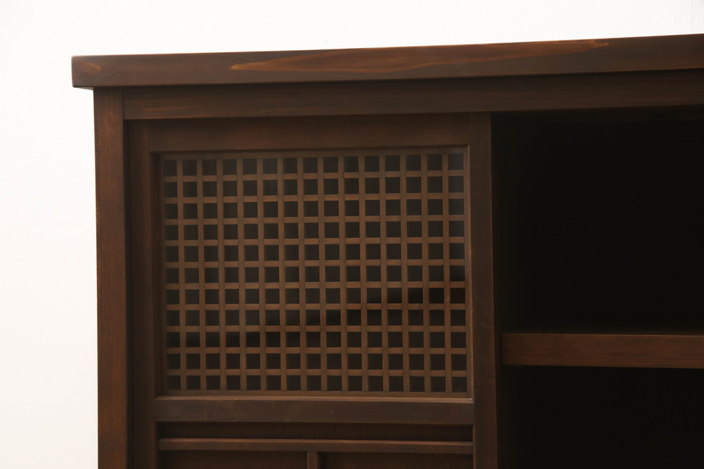 ラフジュ工房オリジナル　古建具リメイク　和モダンの空間づくりにおすすめのテレビ台(リビングボード、ローボード、テレビボード、収納棚、戸棚)(R-066467)