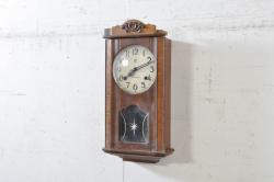 アンティーク時計　アメリカ　THE E. INGRAHAM(イングラハム)　BRISTOL.CONN　歴史を刻んだ風合いが趣溢れる四つ丸本だるま時計(本ダルマ時計、掛け時計、柱時計、古時計、振り子時計)(R-072088)
