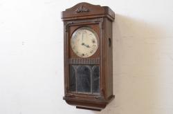 和製アンティーク　Meiji(明治時計社)　古い木味が魅力の掛け時計(柱時計、古時計、振り子時計)(R-072410)