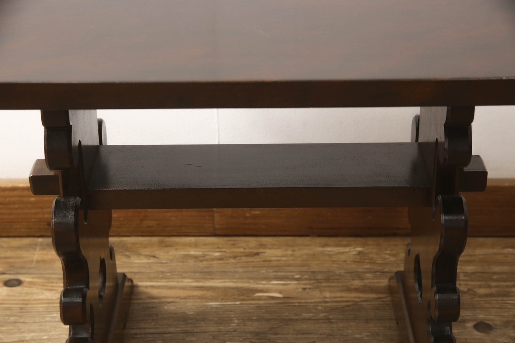 和製ビンテージ　松本民芸家具　脚の透かし彫りが目を引く#14型茶卓(サイドテーブル、コーヒーテーブル、ヴィンテージ)(R-060131)