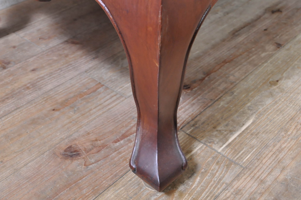 和製ビンテージ　総花梨(カリン)材　象嵌入り　凝ったデザインの彫刻が魅力のベンチ(長椅子、長イス、板座チェア、3人掛けソファ、3人掛けベンチ、ヴィンテージ)(R-072753)