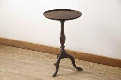 イギリスビンテージ　マホガニー材　クラシカルな佇まいが美しいワインテーブル(サイドテーブル、コーヒーテーブル、カフェテーブル、丸テーブル、ラウンドテーブル、ヴィンテージ、花台、英国)(R-065660)