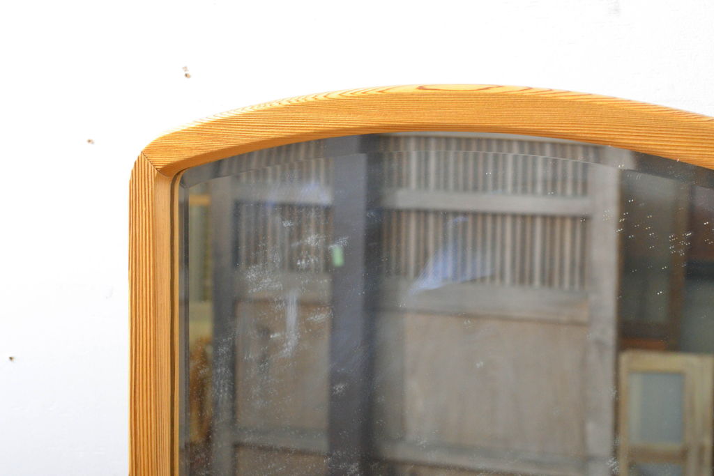中古　美品　屋久杉　透かし彫りが和の雰囲気を高める姿見(スタンドミラー、鏡)(R-060732)