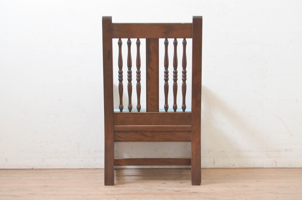 中古　松本民芸家具　洋館に似合う佇まいのD型布張り椅子(アームチェア、1人掛けソファ)(R-072966)